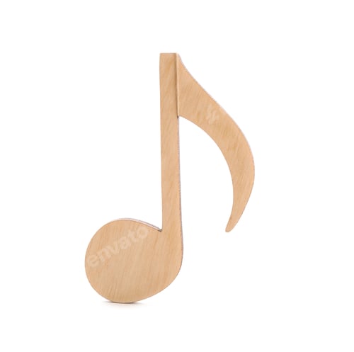 Preview: Wooden music note figure isolated on white