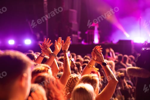 Preview: crowd partying stage lights live concert summer music festival