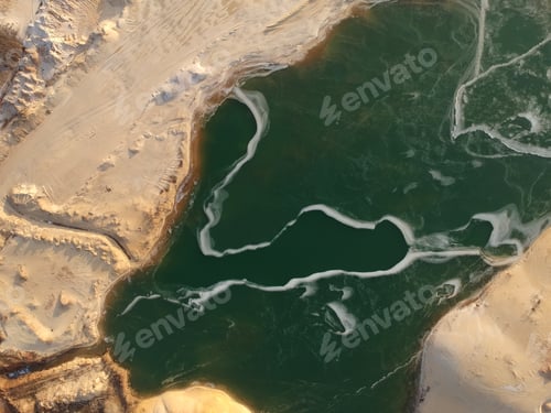 Preview: Aerial view over the quartz sand quarry. Industrial place in Ukraine.