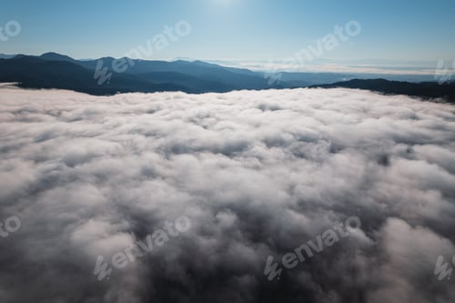 Preview: Fog in the mountains at sunrise. Morning fog in the mountains