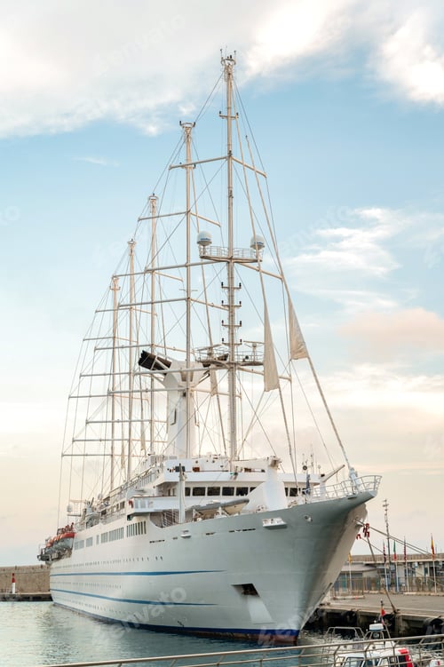 Preview: Moored sailing ship in the sea port of Nice, France