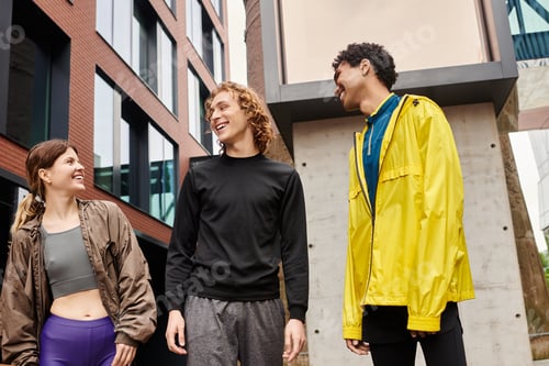 Preview: Friends enjoying a vibrant day outdoors while engaging in a sporty conversation together