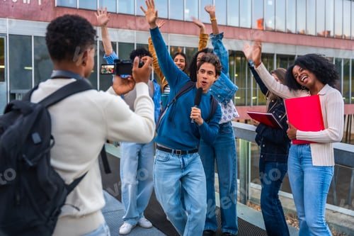 Preview: Diverse students vlogging on campus, capturing university life