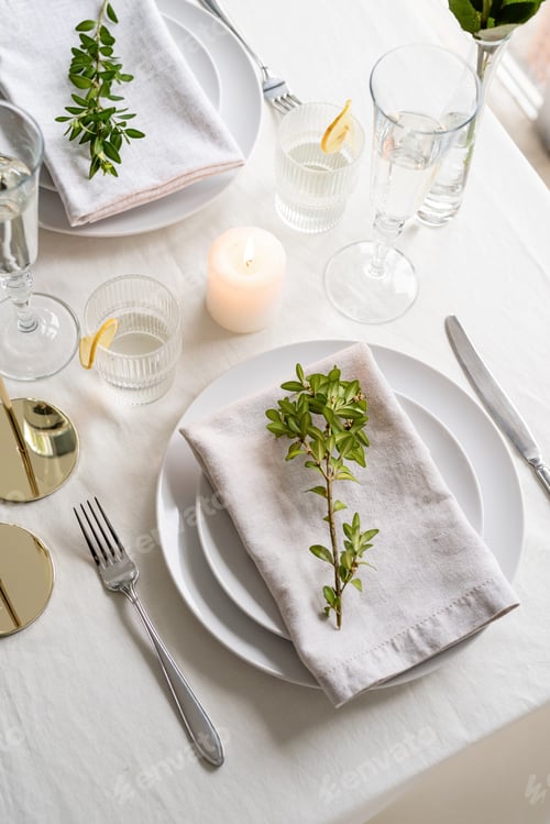 Preview: beautiful table setting for romantic dinner for two
