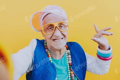 Preview: funny portraits with old grandmother