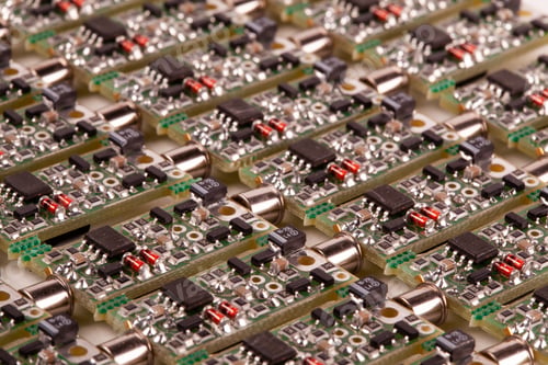 Preview: Closeup small microcircuits lie next to each other