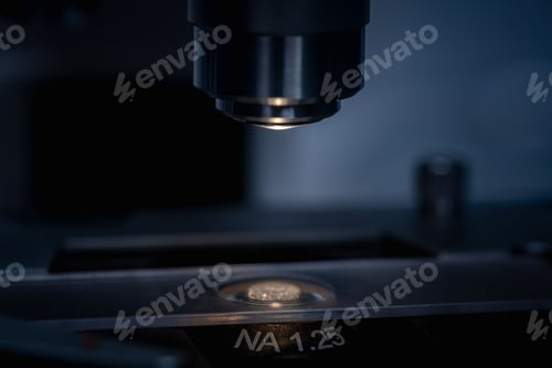 Preview: Closeup of Scientific microscope data analysis in the laboratory