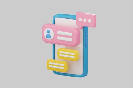 Vorschau: Buntes UI-Konzept der Messaging-App