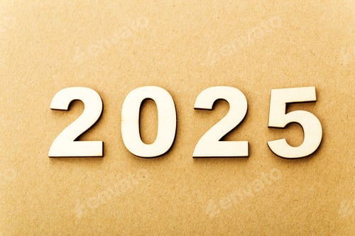 Preview: Wooden text for year 2025