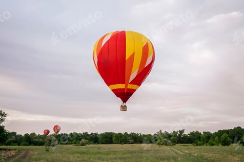 Preview: Brightly colored hot air balloon rises gracefully