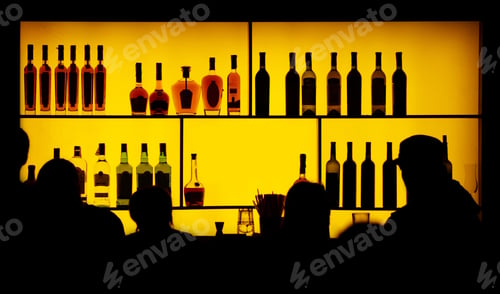 Preview: silhouette of people against of a bar