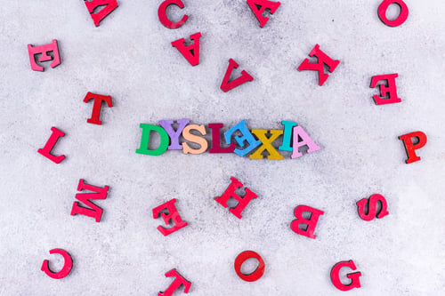 Preview: Dyslexia awareness concept with letters