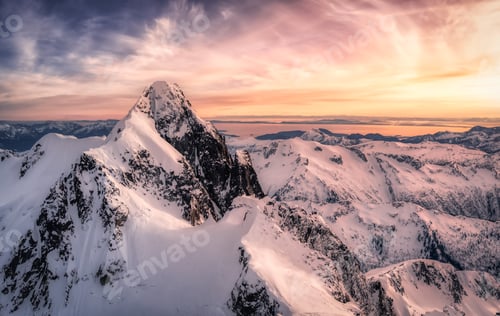 Preview: Aerial View from Airplane of Snow Covered Canadian Landscape in Winter