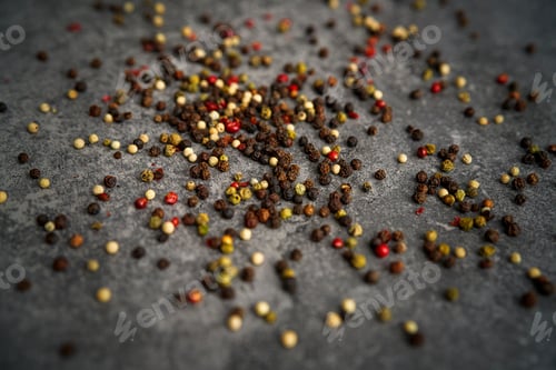 Preview: Detail of colored pepper on a kitchen counter