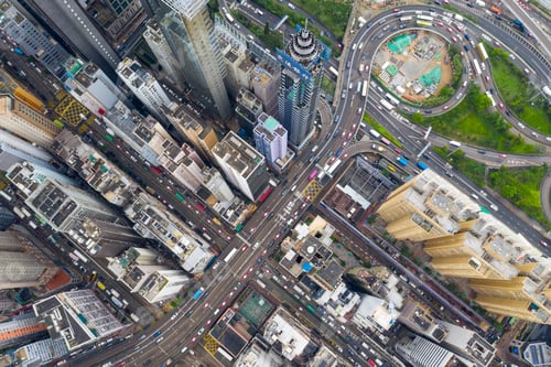 Preview: Causeway Bay, Hong Kong 07 May 2019: Top view of Hong Kong city