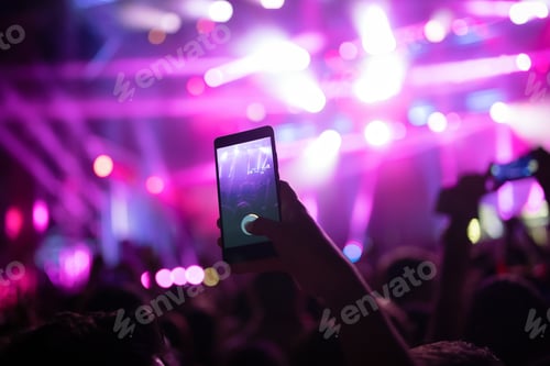 Preview: Portrait of happy crowd enjoying at music festival