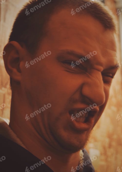 Preview: Angry face portrait
