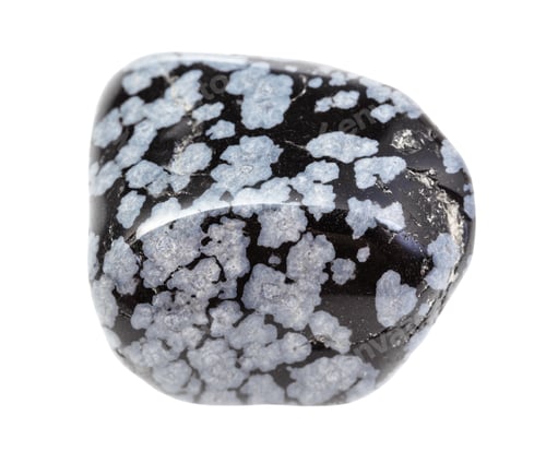 Preview: polished Snowflake Obsidian gemstone isolated