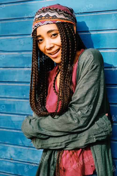 Preview: portrait of black woman with braids - real people concept