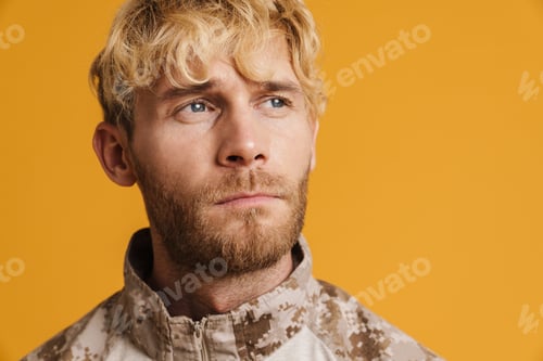 Preview: White military man wearing uniform posing and looking aside