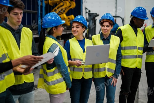 Preview: Group of engineers in an innovation company talking about robotics