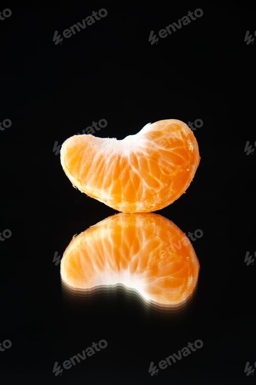 Preview: front view little tangerine slice on a black background drink tree citrus fruit juice darkness