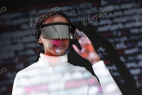 Preview: Female programmer with smart glasses