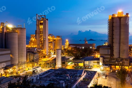 Preview: Cement plant at sunset