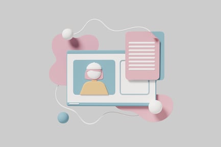 Preview: Computer screen with pink document and various shapes.