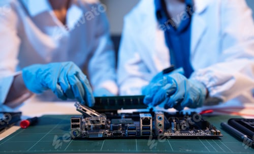 Preview: Repairing and upgrade mobile phone, electronic, computer hardware and technology concept.