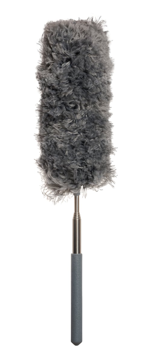 Preview: Broom on a telescopic tube for cleaning dust on an isolated background