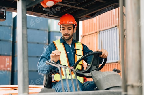 Preview: Warehouse engineer worker working at industrial container yard
