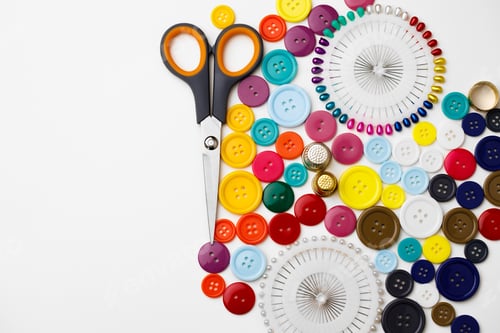 Preview: Various sewing accessories isolated on white background
