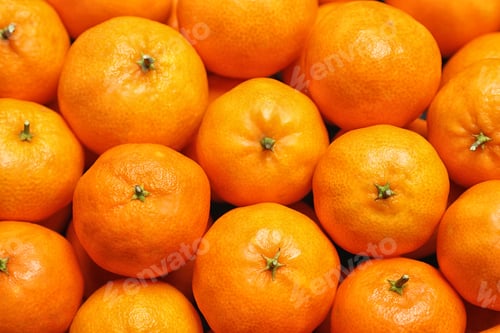 Preview: Delicious fresh ripe tangerines as background, top view