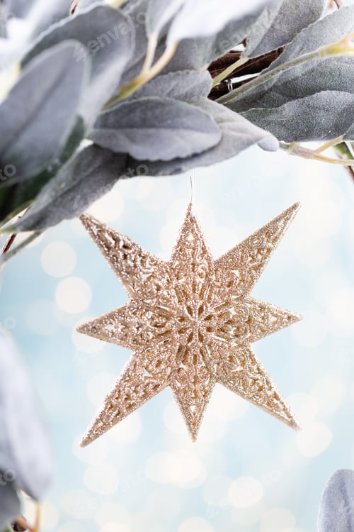 Preview: Christmas star on bokeh background.