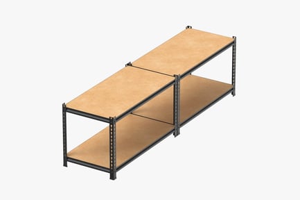 Preview: Modular Metal Frame Shelving Unit with Two Levels