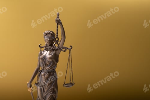 Preview: Statue of lady justice statue on a golden background