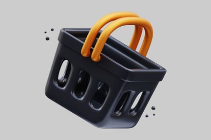 Preview: Floating black shopping basket with orange handles