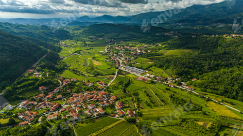 Preview: Aerial Drone View of Green Rolling Hills and Vineyards in Vipava Valley