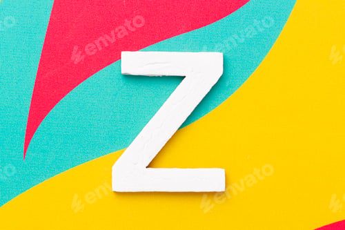 Preview: Letter Z of the alphabet on colored background, top view
