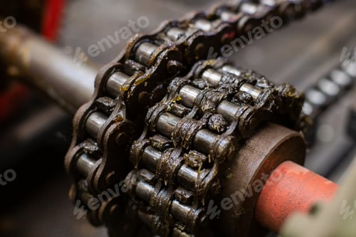 Preview: Gear drive chain machine engine industry. connect motion of machinery.