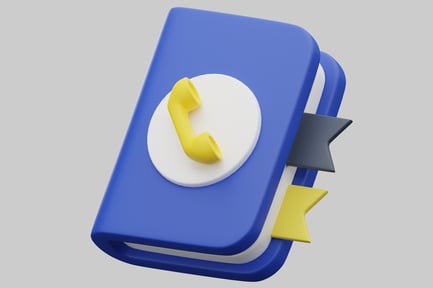 Preview: Book with yellow phone icon and bookmarks.