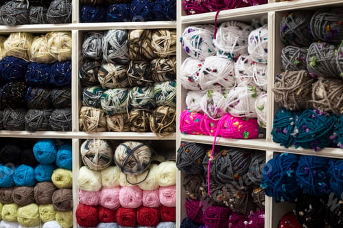 Preview: Close up shot of colored wool yarn balls as background