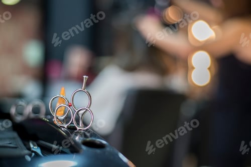 Preview: Closeup of hairdresser tools ( selective focus )
