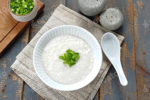 Preview: Chinese food, rice porridge or congee, delicious traditional Chinese breakfast