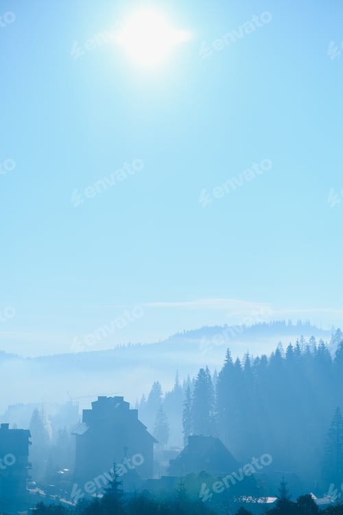 Preview: Mountain blue gradient landscape panorama twilight in mountains