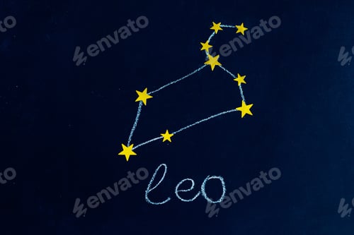 Leo Constellation on Dark Blue Background with Stars