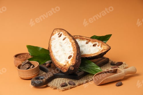Preview: Concept of fresh and aromatic food - cacao beans