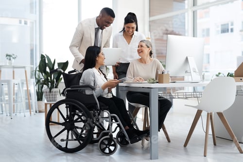 Preview: Full length shot of a group of diverse businesspeople having an informal meeting in their office