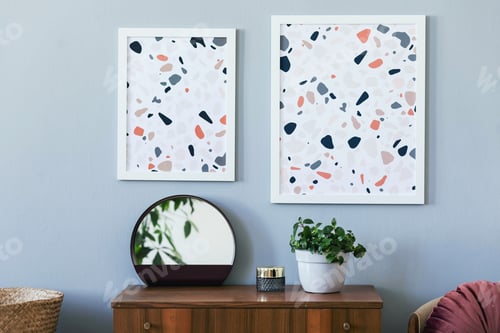 Preview: Creative composition of stylish living room inerior design